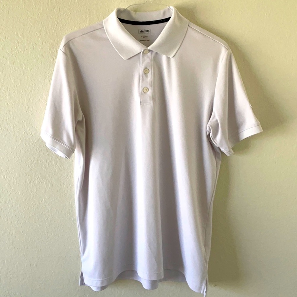 Men's White Adidas Golf Polo Shirt - Large
